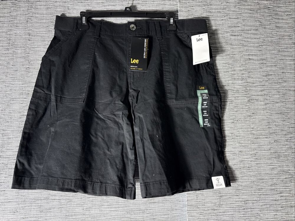 Lee Ultra Lux Comfort Relaxed Fit Bermuda Shorts, Black, Size 16 Medium